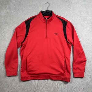 Callaway Sweater Mens XL Red Black Golf Quarter Zip Pullover Fleece Performance